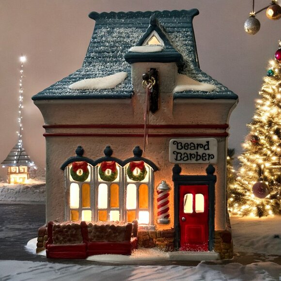 Dept 56 Beard Barber Shop North Pole Village Lighted Christmas Decoration - 1994 - Picture 1 of 10